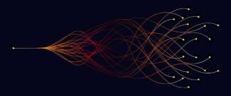 multiple lines branching from a singular point